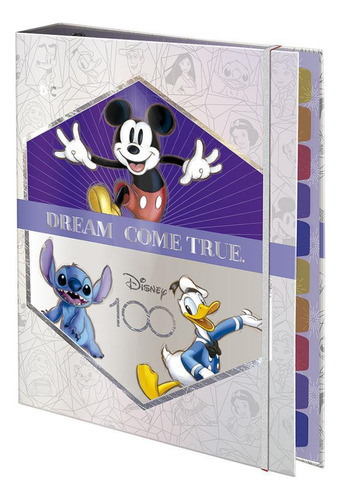 Fichário Disney 100 Mickey Mouse Stitch Argolado 48 Folhas