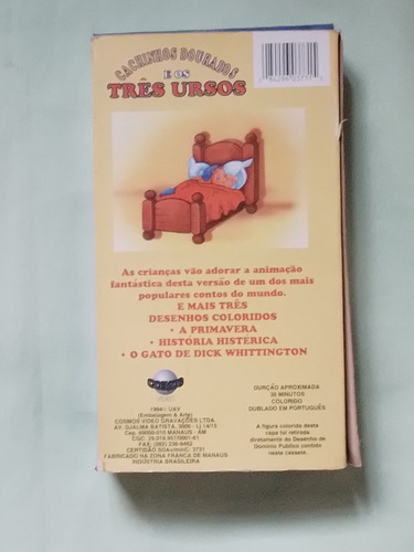 Fita Vhs Cachinhos Dourados E Os Três Ursos (Usado)