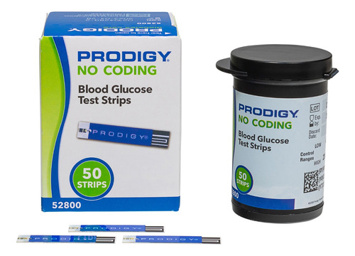 50 Tiras De Prueba  De Glucosa Prodigy Autocode 