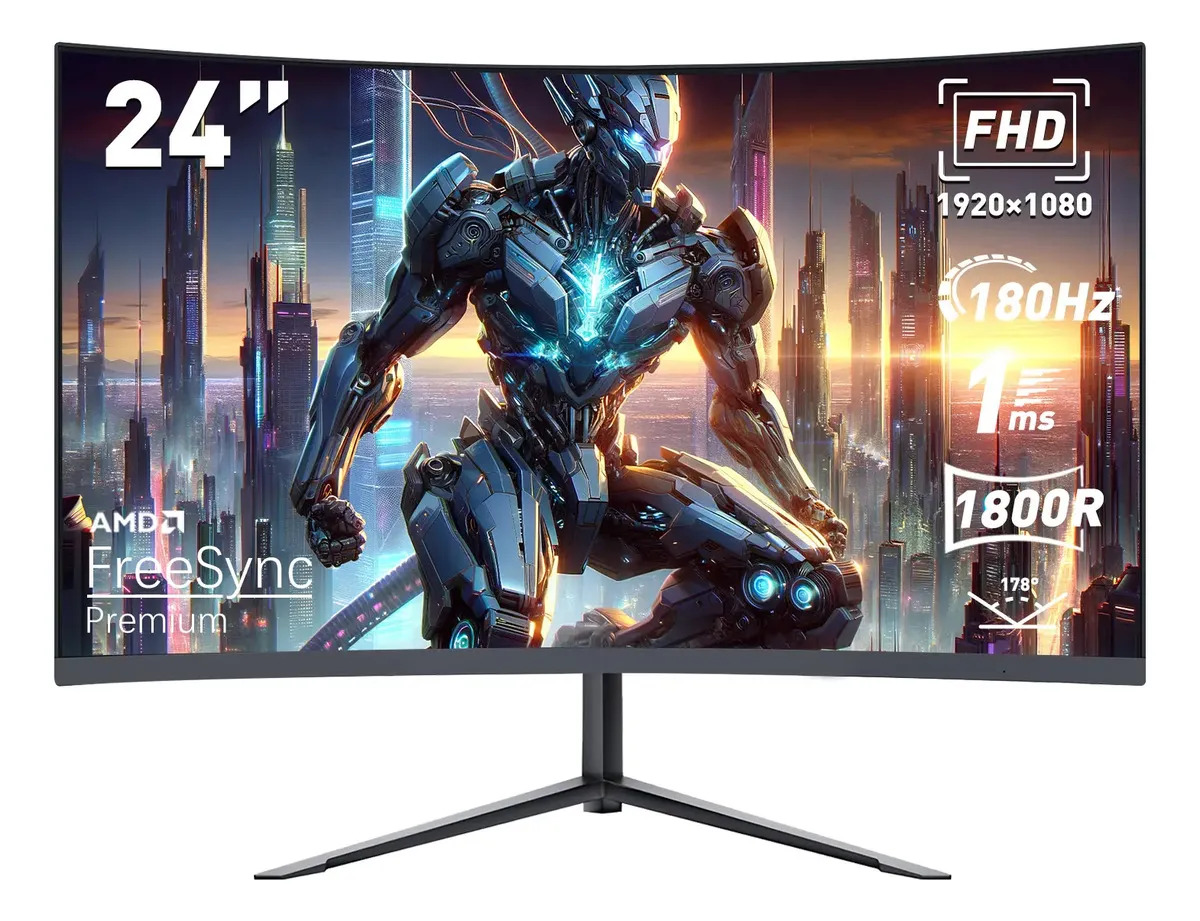 Monitor Gamer Curvo 24 Ips Full Hd 180hz 1ms Freesync Hdmi Preto