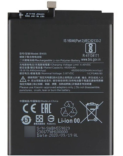 Batería Pila Xiaomi Redmi Note 9 Pro Bn55 Tienda