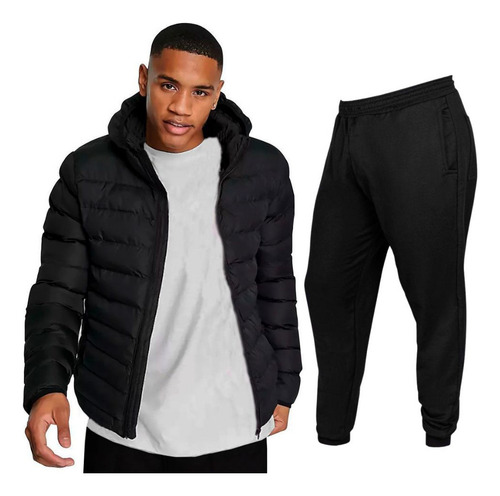 Kit Jaqueta Bobojaco Puffer E Calça De Moletom Jogger Frio