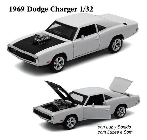 Dodge Charger 1969 Miniatura Metal Coche Con Luces Y Sonido