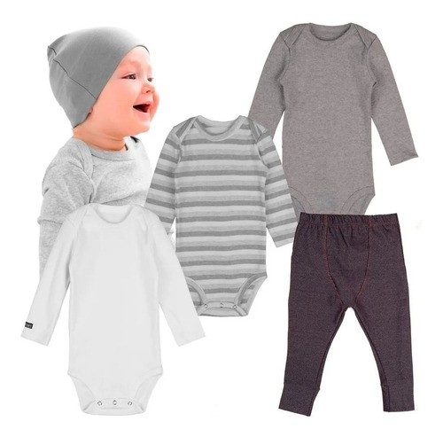 Roupa Bebe Conjunto Body + Calça 4 Peças Tipo Carters 