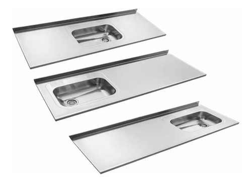 Mesada De Cocina Acero 1.20x61 Bacha Simpl Johnson Izquierda