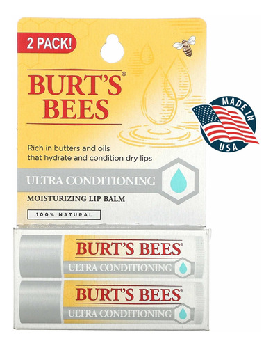 Bálsamo labial Protetor Ultra Hidratante Burts Bees Kit 2