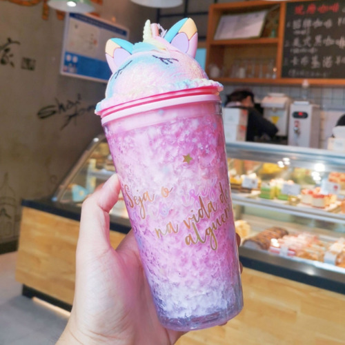 Imagen 6 de 10 de Vaso Con Bombilla Diseño De Unicornio 430 Ml