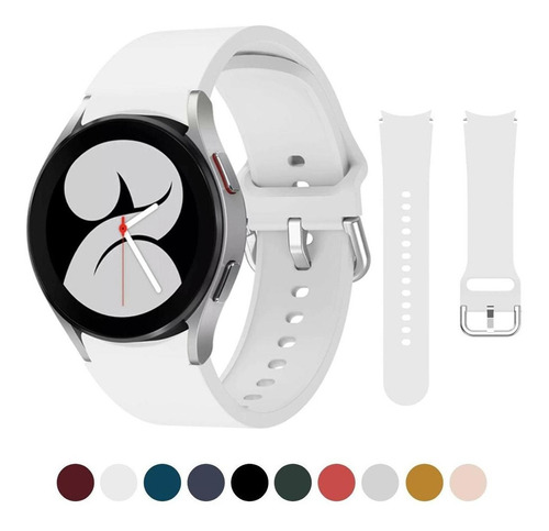 Pulseira De Silicone Para Galaxy Watch 4 ( 40mm Ou 44mm ) Cor Branco Largura 20 Mm