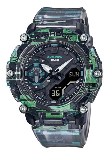 Reloj G-shock Digital Para Caballero, Original E Color de la correa SKELETON GREEN Color del bisel SKELETON GREEN Color del fondo Negro