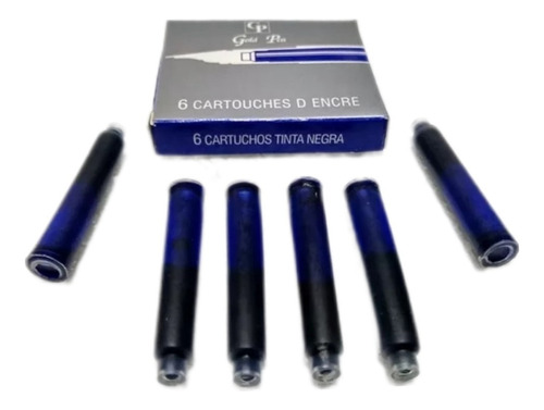 24 Carga Cartucho Caneta Tinteiro Universal Importada Azul