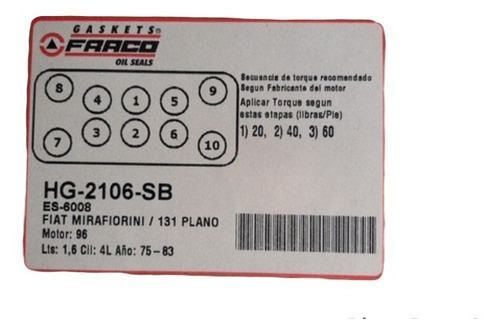 Imagen 3 de 3 de Empacadura Camara Fiat 131 1600 Cc