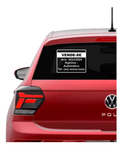 2 Adesivo Placa Vende-se Veículo Vendo Carro