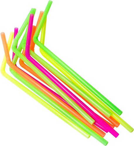 Pajitas Desechables Flexibles Pajitas Neon Plastico Flexible