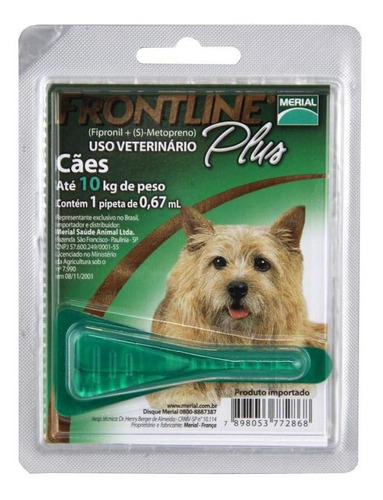 Frontline Plus Cães Até 10kg Antipulgas Merial