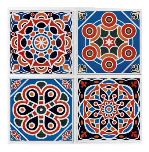 Set 4 Laminas Adhesivas Mandala Decorativas Pared  13x13cm