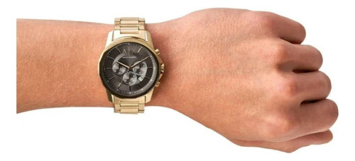 Armani Exchange Bank Cronógrafo Esfera Negra Correa De Acero Dorado Reloj Para Hombre - Ax1721