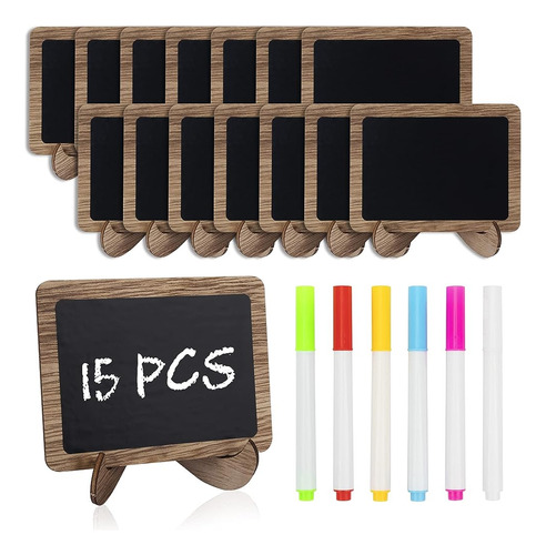Temlum 15 Pcs Mini Letrero De Pizarra Con 6 Marcadores De Ti