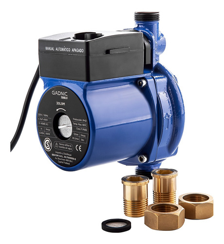 Bomba Presurizadora Elevadora Agua 30l 9m Gadnic Pro + Kit Color Azul Fase eléctrica Monofásica Frecuencia 50 Hz/60 Hz