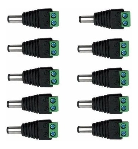 Pack X10 Conector Macho De Poder Dc Cámaras