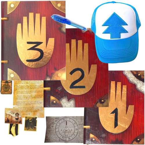 Gravity Falls Diario 1 2 Y 3 + Gorra + Pluma Lampara Mapas