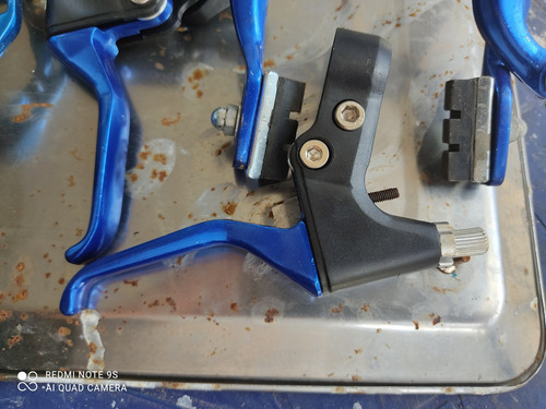 Juego De Frenos Bicicleta De Aluminio Azul / Rojo