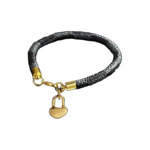 Elegante Pulsera Dije Corazón Imitación Piel Culebra Negra