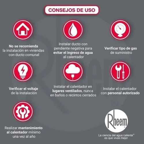 Imagen 6 de 7 de Calentador Rheem 8 Litros Tiro Natural Mécanico Gas Propano