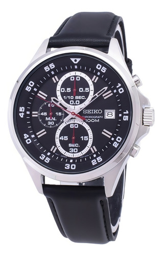 Relógio de malha de couro com cronógrafo Seiko SKS635p1 | Casiocentro
