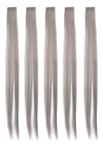 Extensiones De Cabello Liso De Color Gris, Número 12, 5 Unid