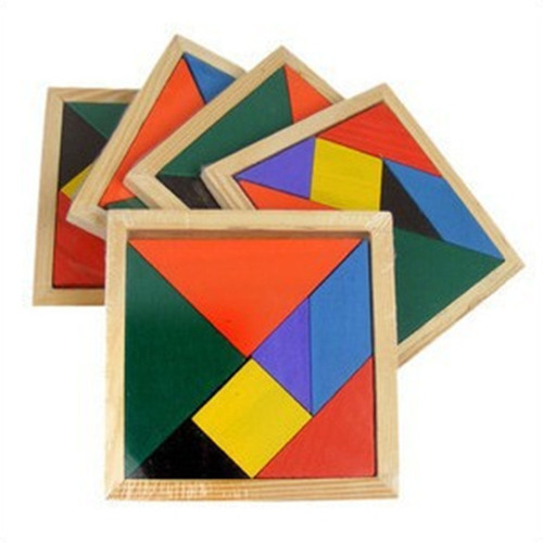 Tangram De Madera Pintada En 2 Tamaños Regalo