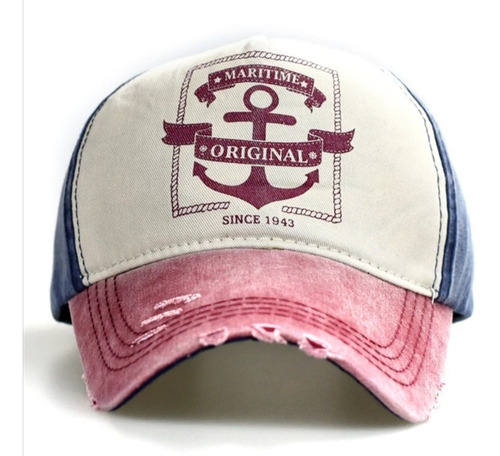 Imagen 2 de 5 de Gorra Trucker Ancla Regulable Jean Vintage Estampada Importa