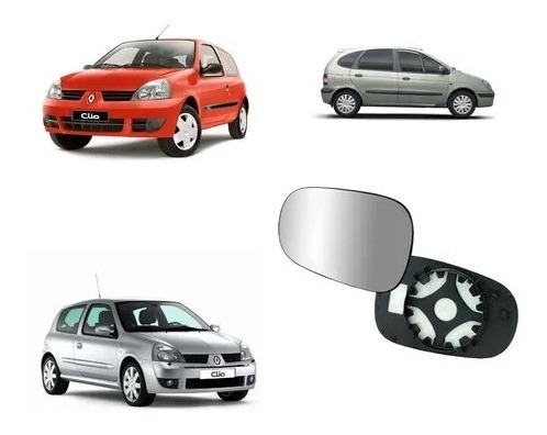 Imagen 2 de 5 de Vidrio Espejo Clio Megane Scenic Symbol Con Base Anti Encand