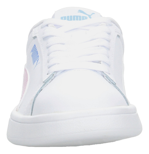 Tenis Puma Smash 3.0 L Jr Blanco Para Niña Colores Pastel Comodos Versatiles Original De Moda Ligero