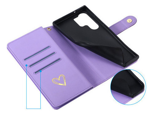 Jing Funda De Piel Tipo Cartera Con Cremallera Para Samsung