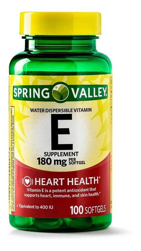 Vitamina E 180mg 400ui 100 Softgels Spring Valley Imp Eua