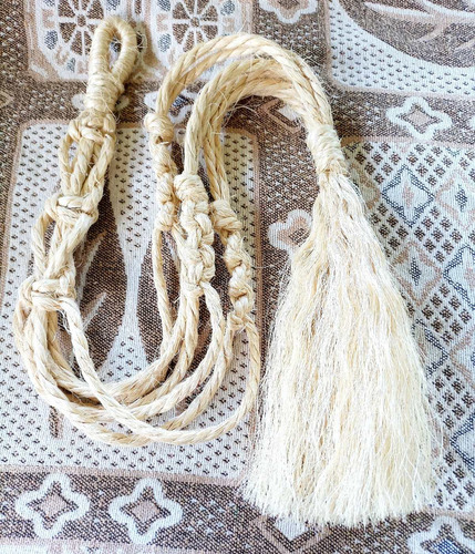 Suporte Macrame Sisal P/ Vaso De Planta Pesado 90cm + Brinde