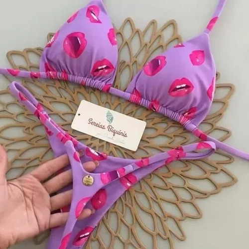 Conjunto De Bikini Con Estampado Multicolor, Sexy Tanga, Est