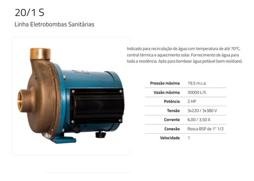 Eletrobomba Sanitária Rowa 20/1 S - Trif - 220v Alta Vazão