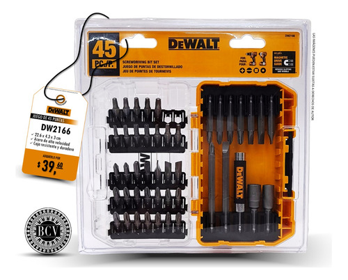 Juego De 45 Puntas Para Taladro Dewalt Dw2166 Sellado