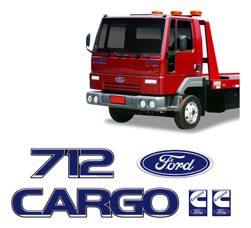 Kit Adesivos Cargo 712 Cummins Emblemas Ford Oval Caminhão