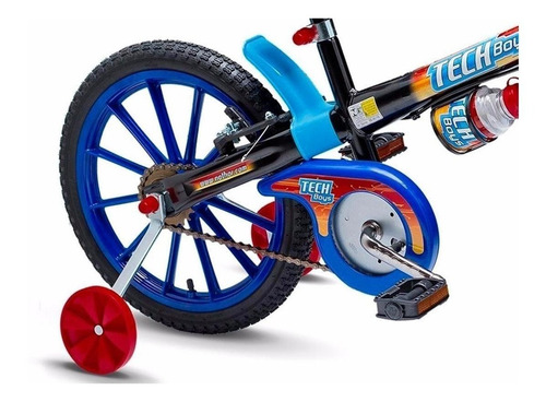 Bicicleta masculina infantil Nathor Tech Boys aro 16 freios v-brakes cor preto/azul/azul-celeste