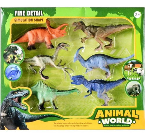 Imagen 1 de 2 de Dinosaurio X6 Dino Rex Triceratops Juguete Regalo Caja Niño