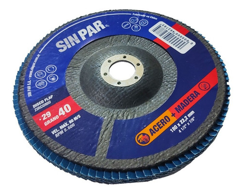 Disco Flap 180mm Lija Metal Madera Zirconio Granos Sin Par