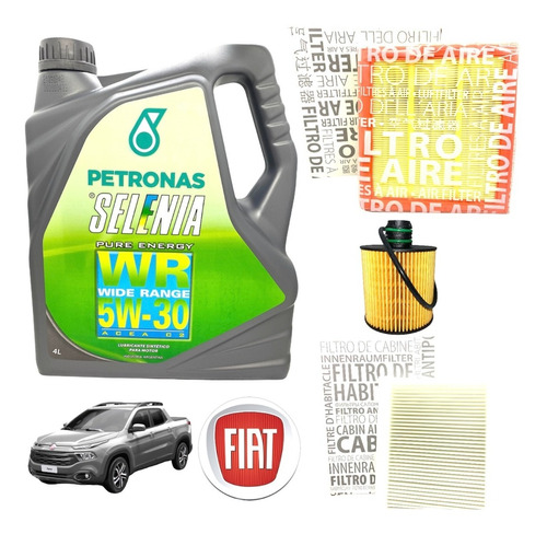 Kit Aceite Selenia 5w30 Y 3 Filtros Fiat Toro 2.0 Diesel Mjt