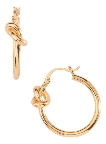 Aretes Dorados Circulo Nudo Baño Oro 18k Proteccion Mal Ojo