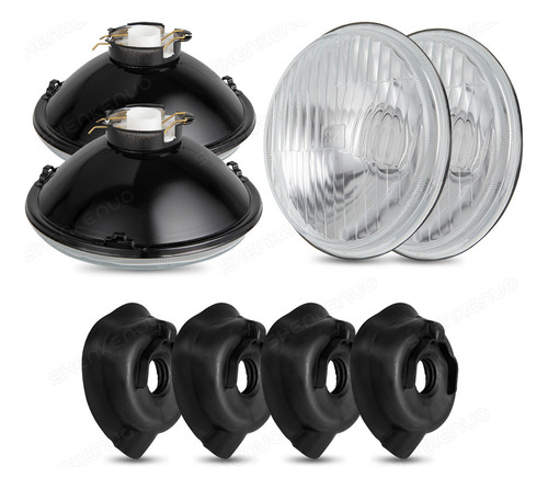 5.75 Pulgadas Orbicular Vidrio Faros Vivienda,4 Pcs