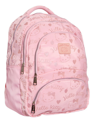 Kit Mochila Hello Kitty Lonchera Lapicera Original Juvenil Rosa Rosa