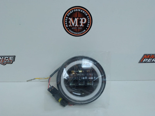 Faros Black Led Con Aro De Angel 4 1/2´´ Para Harley