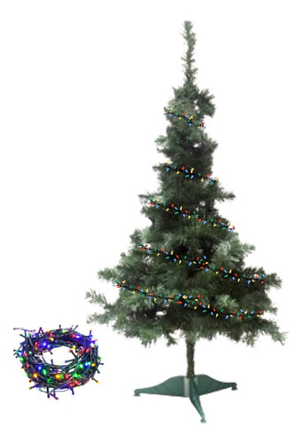 Arbol Navidad Canadian Spruce 1.20mt Luces Multicolor Color Verde