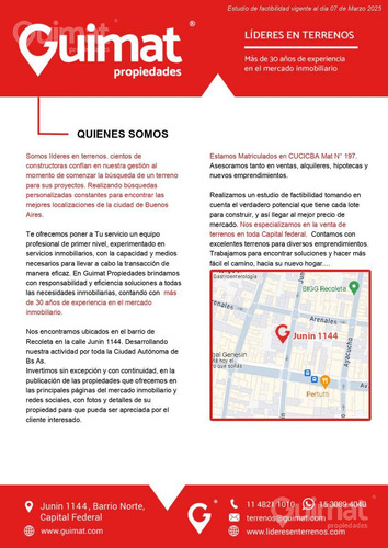 Terreno En Belgrano - Vuelta De Obligado Y Blanco Encalada - Lideres En Terrenos